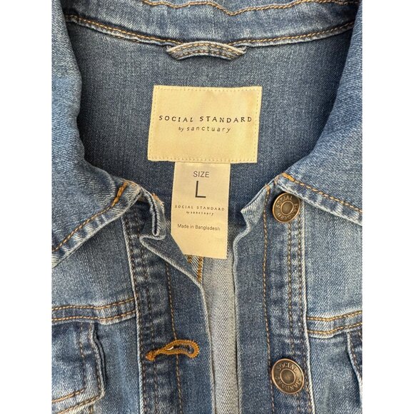 Social Standard By Sanctuary Denim Jacket Womens Size L Med Wash - Picture 3 of 9